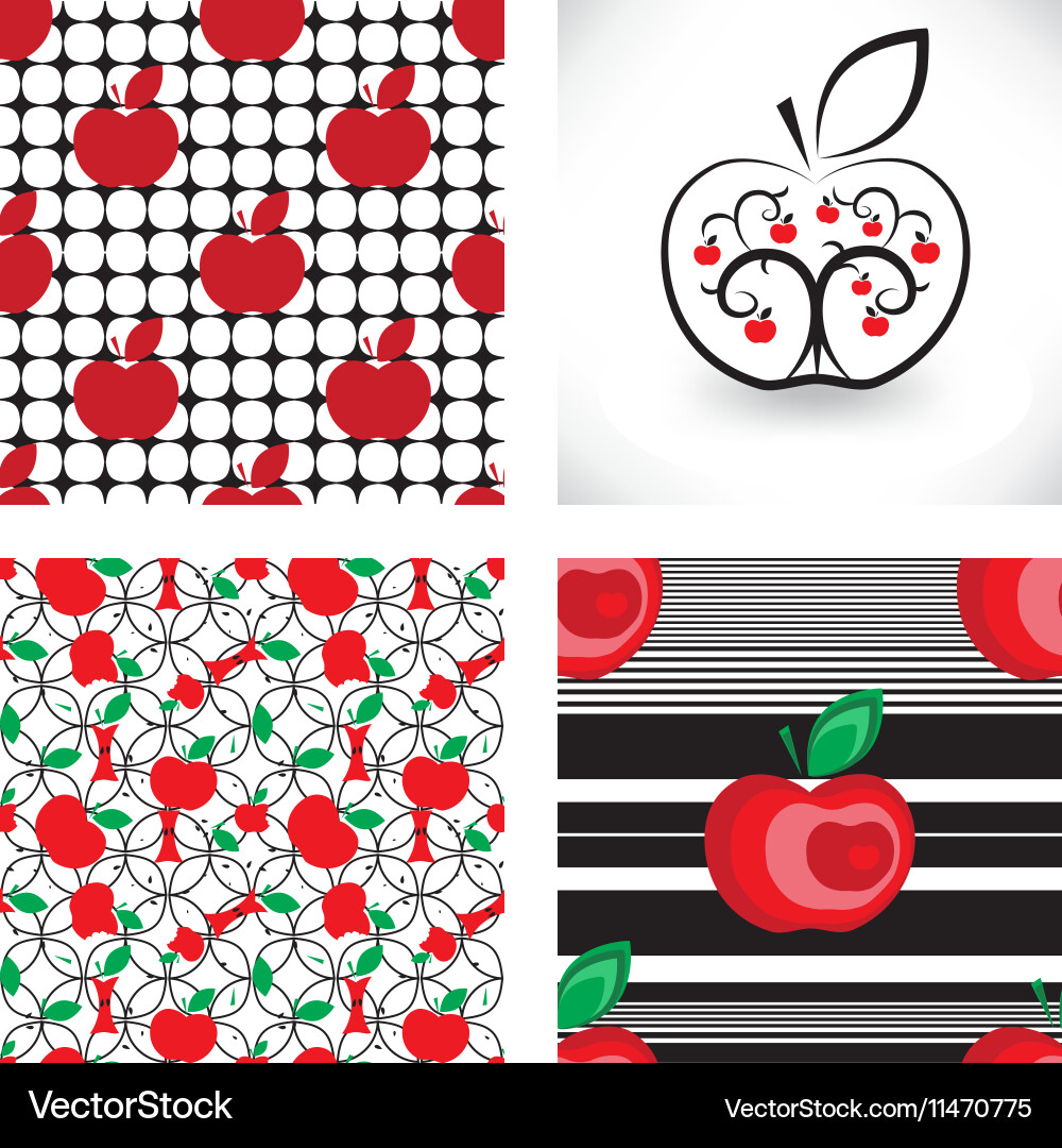 Seamless apple background pattern collection Vector Image