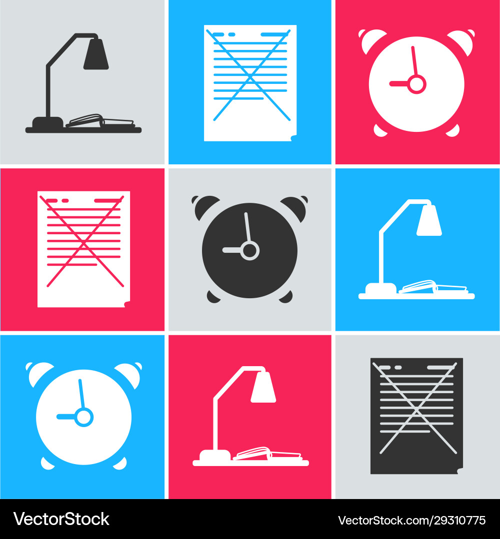 Set workplace with table lamp and open book exam vector image
