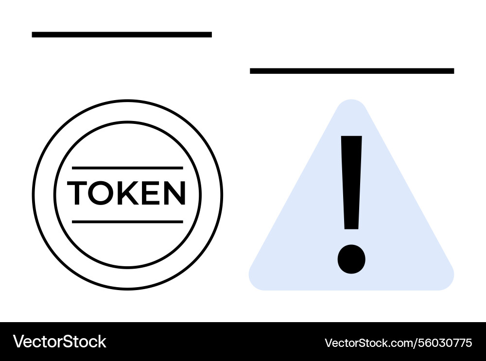 Token and warning triangle with exclamation mark Token and warning triangle with exclamation mark Vector Image