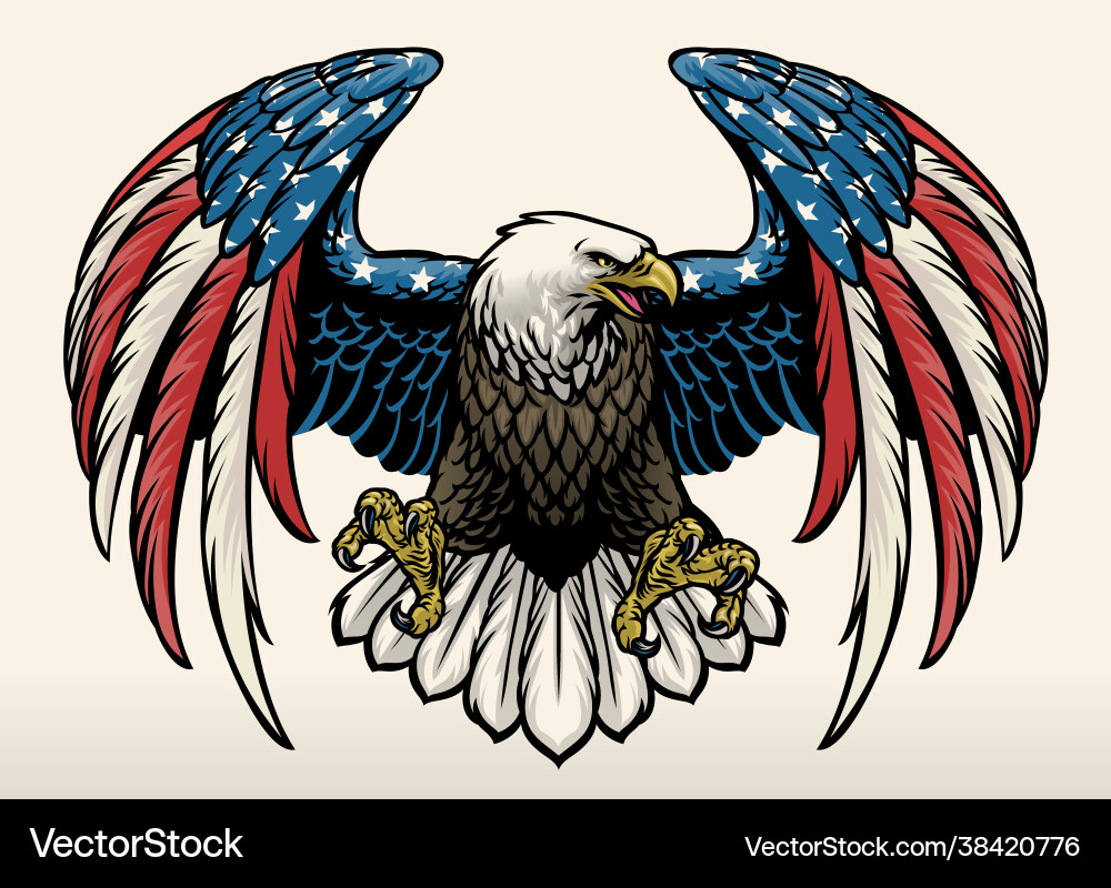 Bald Eagle with American Flag Royalty Free Vector Image