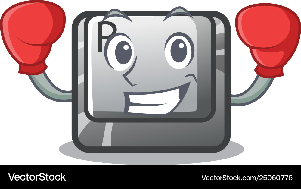 Boxing r button installed on cartoon keyboard Vector Image