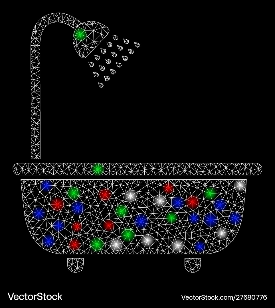 Bright mesh carcass bath shower with flare spots Bright mesh carcass bath shower with flare spots Vector Image