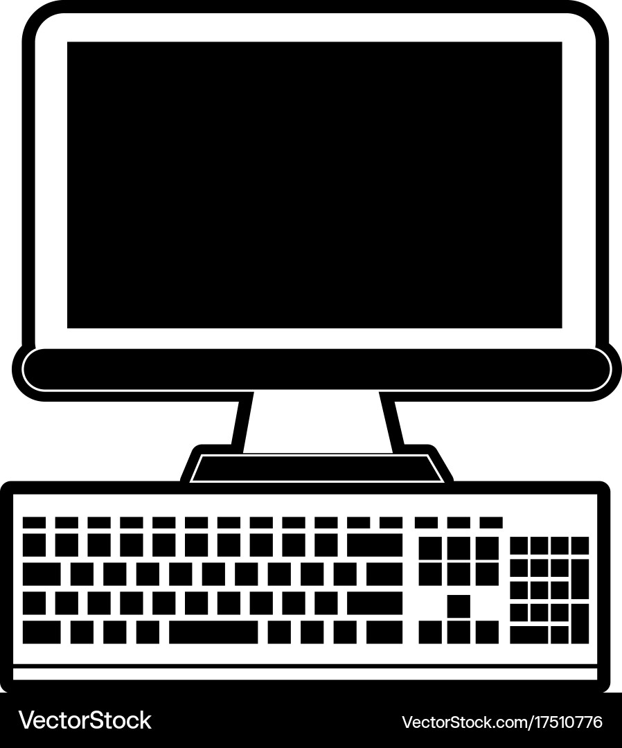 Computer and keyboard icon image vector image
