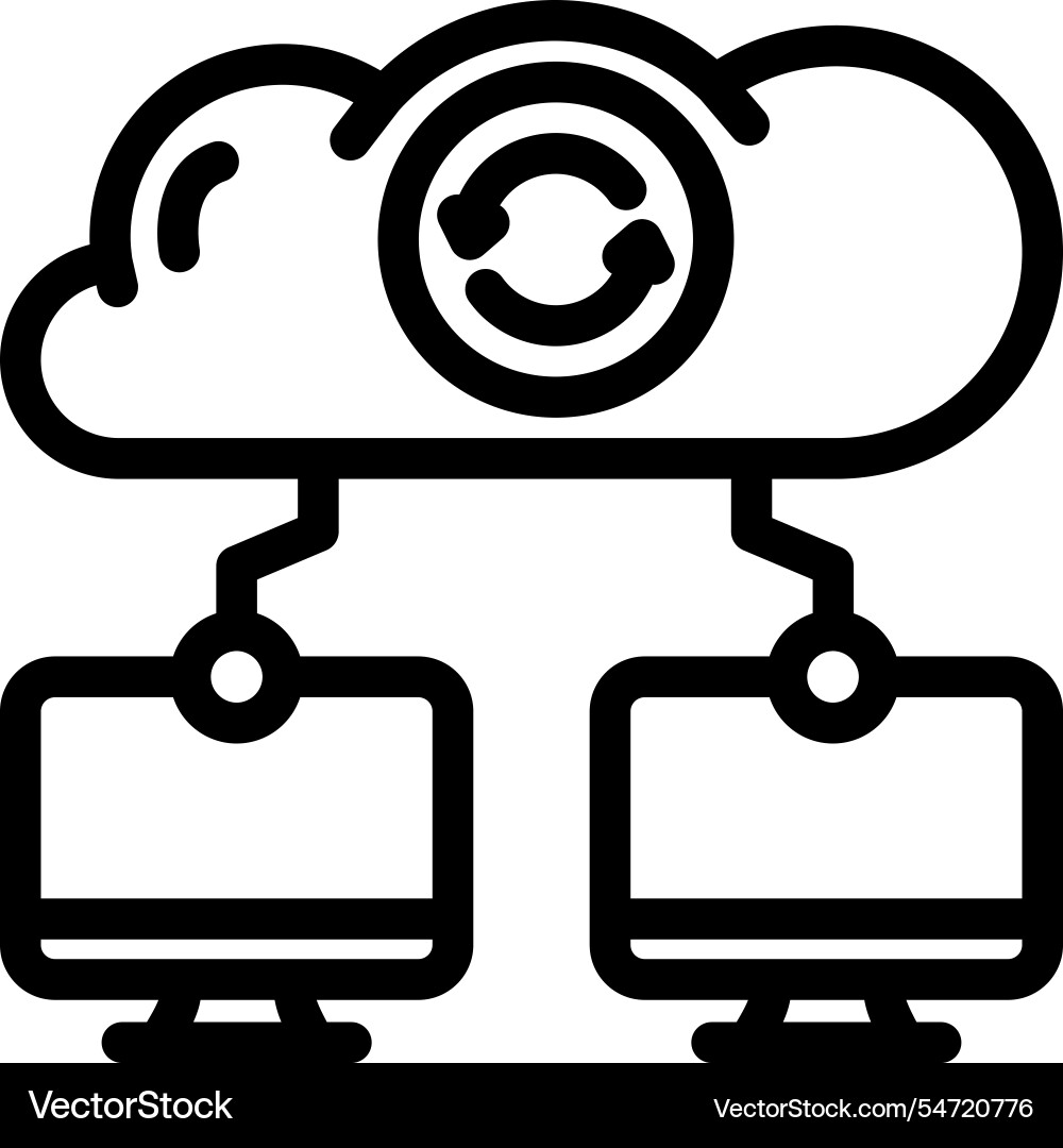 Data synchronization cloud computing line icon Data synchronization cloud computing line icon Vector Image