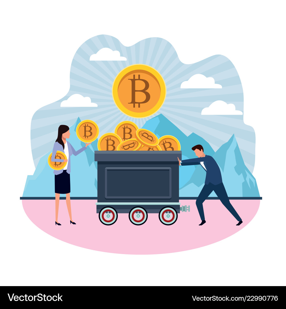 Digital mining bitcoin Digital mining bitcoin vector image
