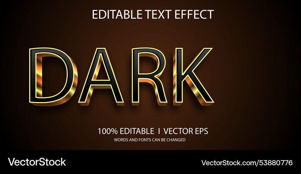 Editable dark text effect with modern style vector image
