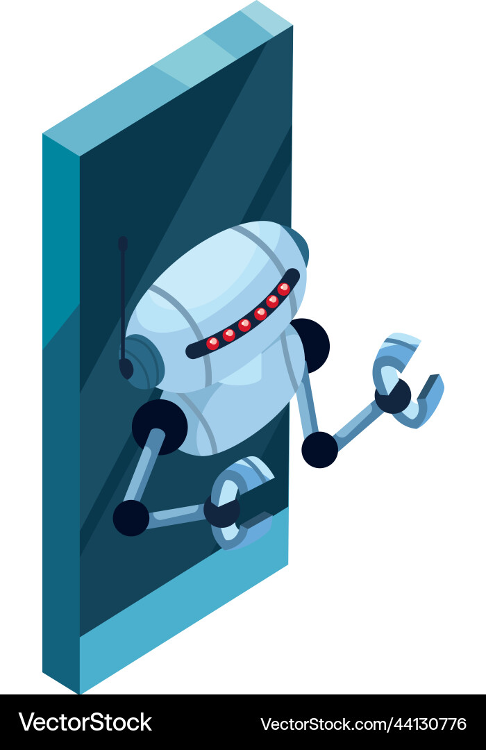 Flat smartphone with robot vector image