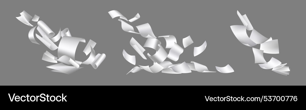Flying paper set of empty leaflet in motion Flying paper set of empty leaflet in motion vector image