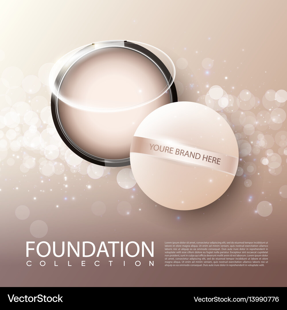 Foundation weibliche kosmetische Produktanzeigen Poster Foundation weibliche kosmetische Produktanzeigen Poster vektorbild