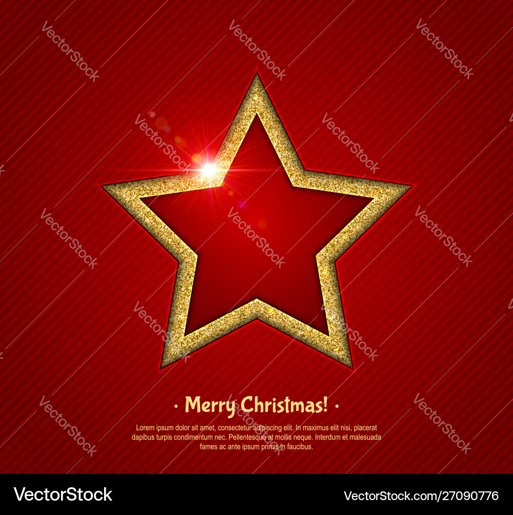 Gold shining star with reflection christmas Gold shining star with reflection christmas vector image