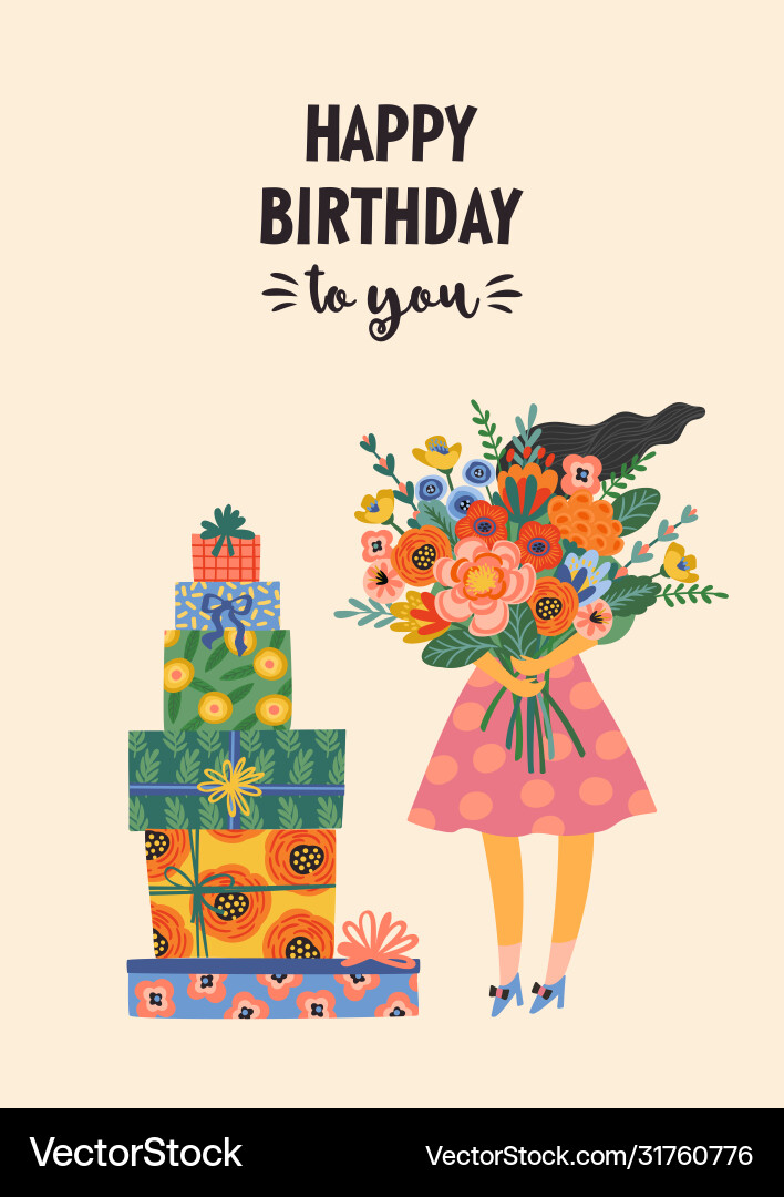 Happy birthday cute lady Happy birthday cute lady vector image