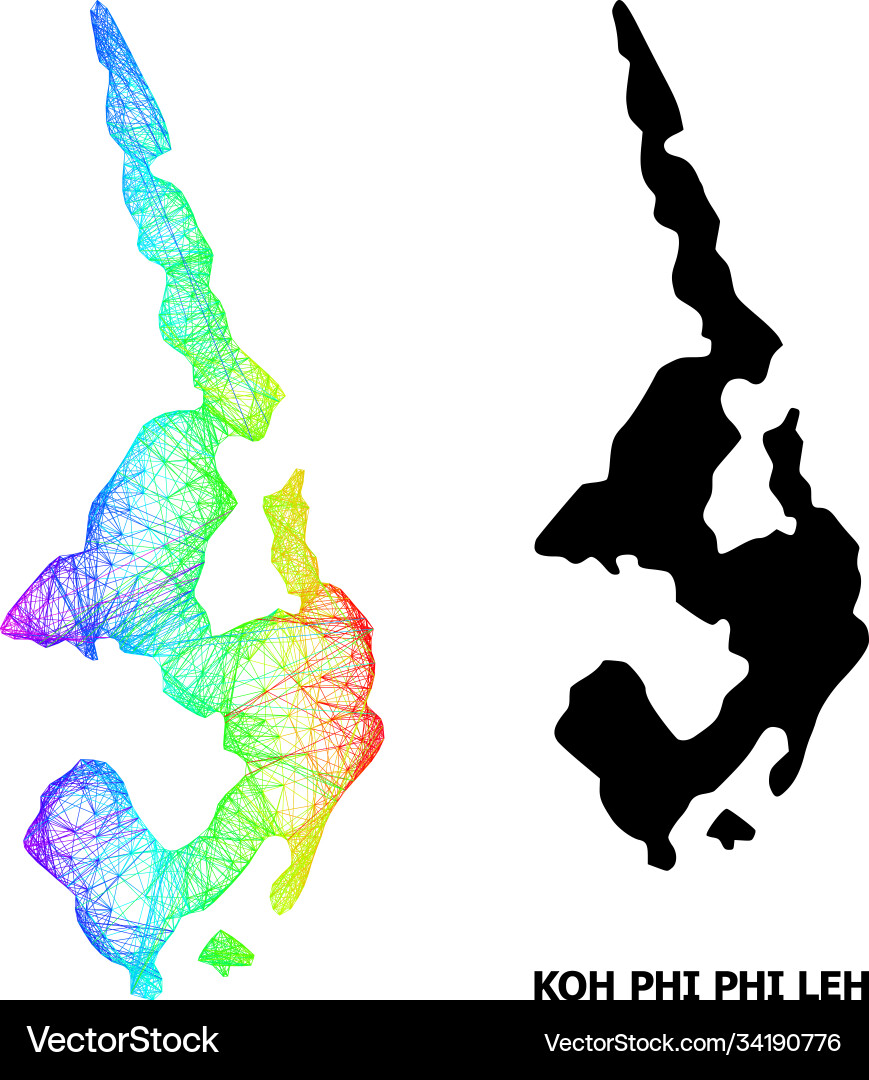 Hatched map koh phi leh with spectral gradient Hatched map koh phi leh with spectral gradient vector image