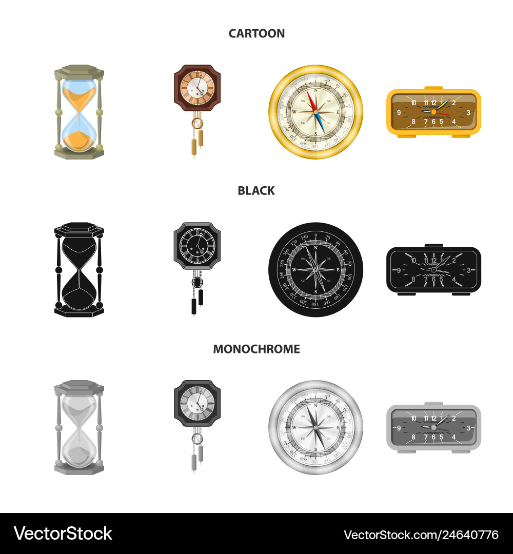 Isolated object of clock and time icon collection Isolated object of clock and time icon collection vector image