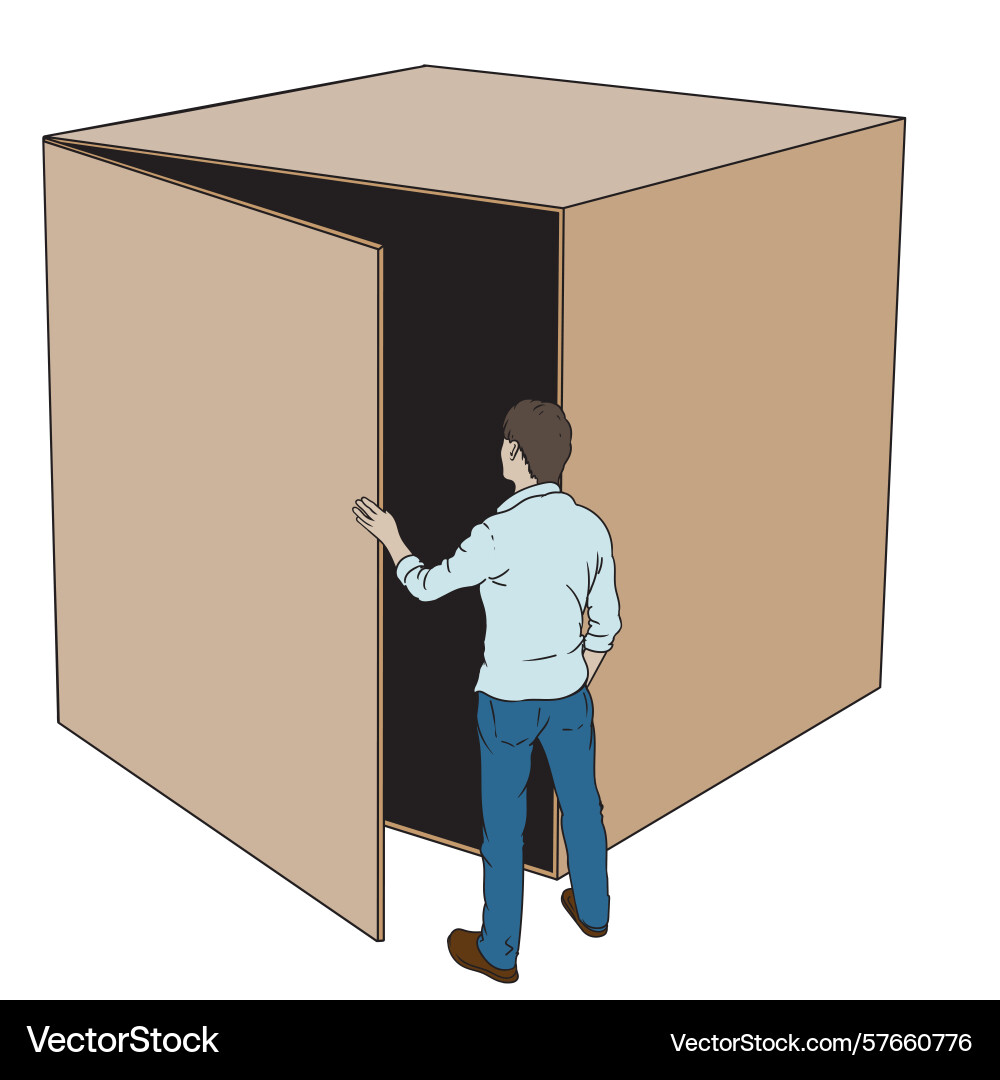Man and cube vector image