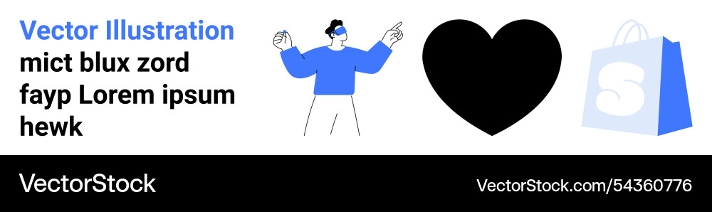 Man using virtual reality headset with heart Man using virtual reality headset with heart vector image
