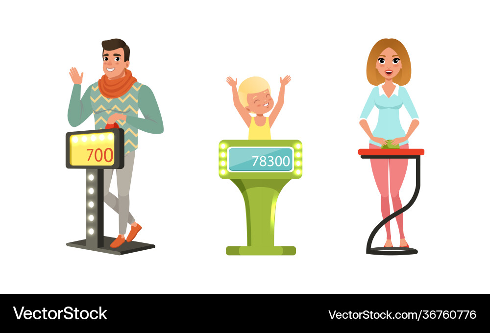People characters participating in panel game People characters participating in panel game vector image