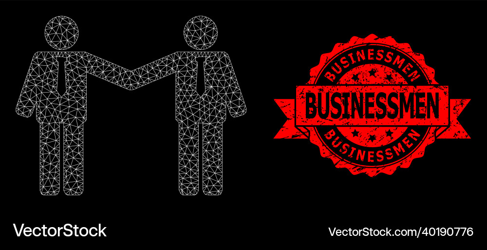 Scratched businessmen seal and web net vector image