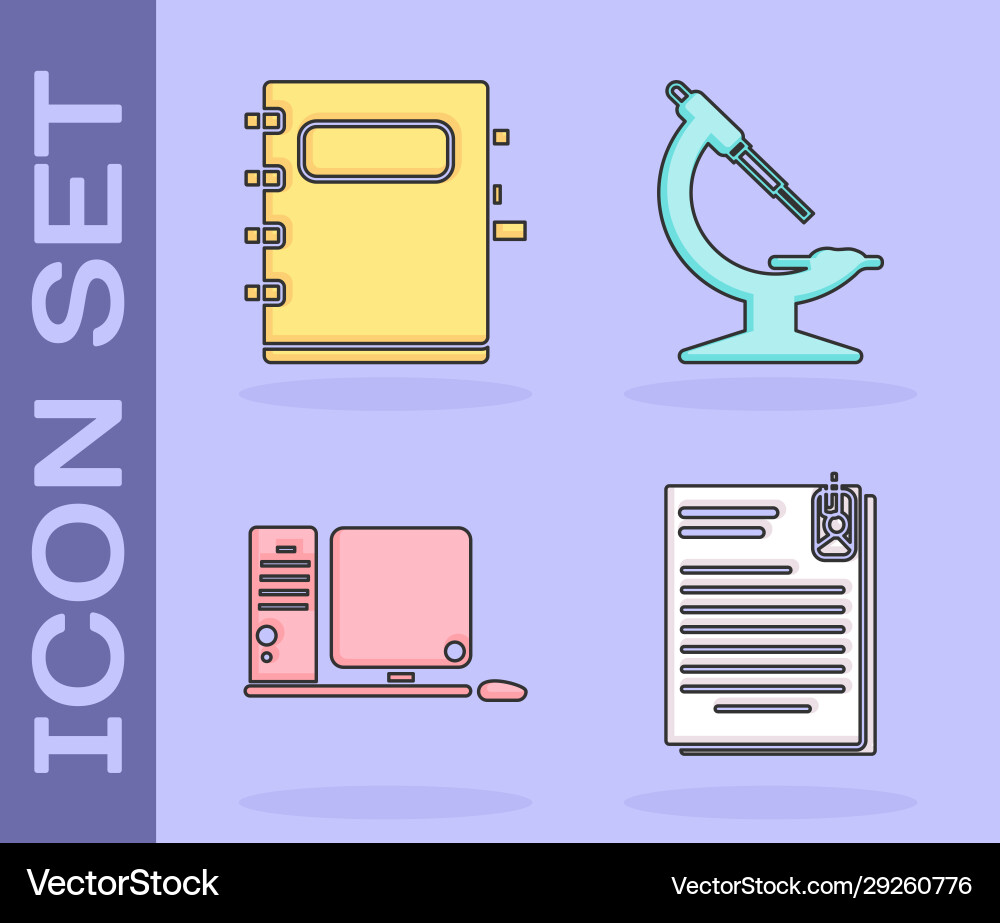 Set file document and paper clip notebook Vector Image