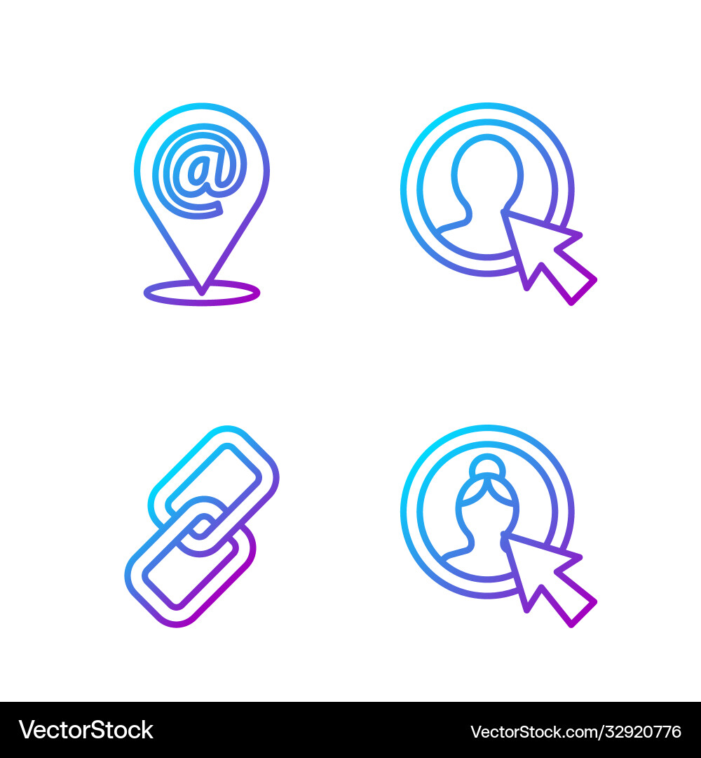 Set line create account screen chain link Set line create account screen chain link vector image