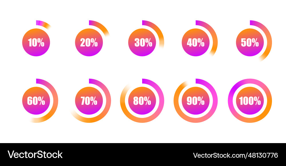 Set of circular progress bar icons timer icon Set of circular progress bar icons timer icon vector image
