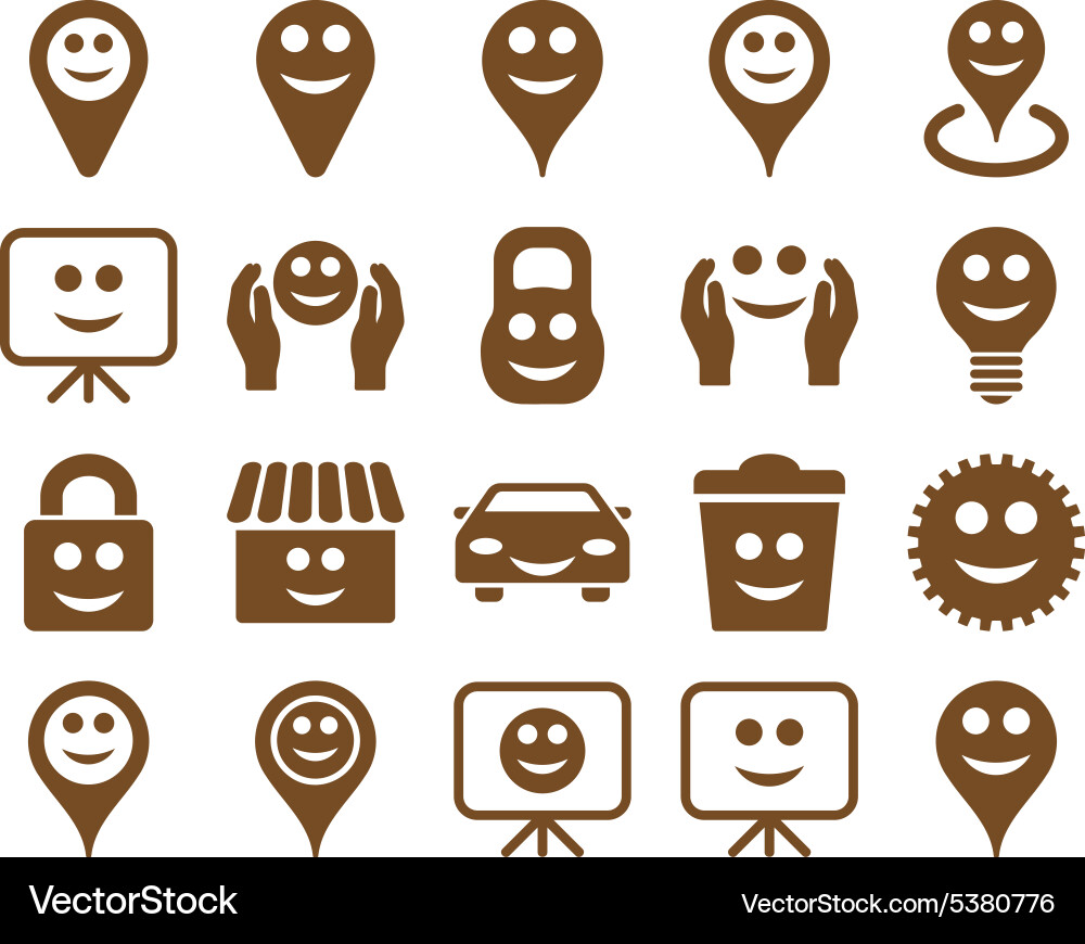 Tools options smiles objects icons Vector Image