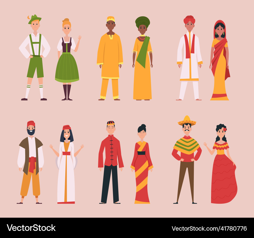 Traditionelle Kostüme nationale authentische Menschen Traditionelle Kostüme nationale authentische Menschen vektorbild