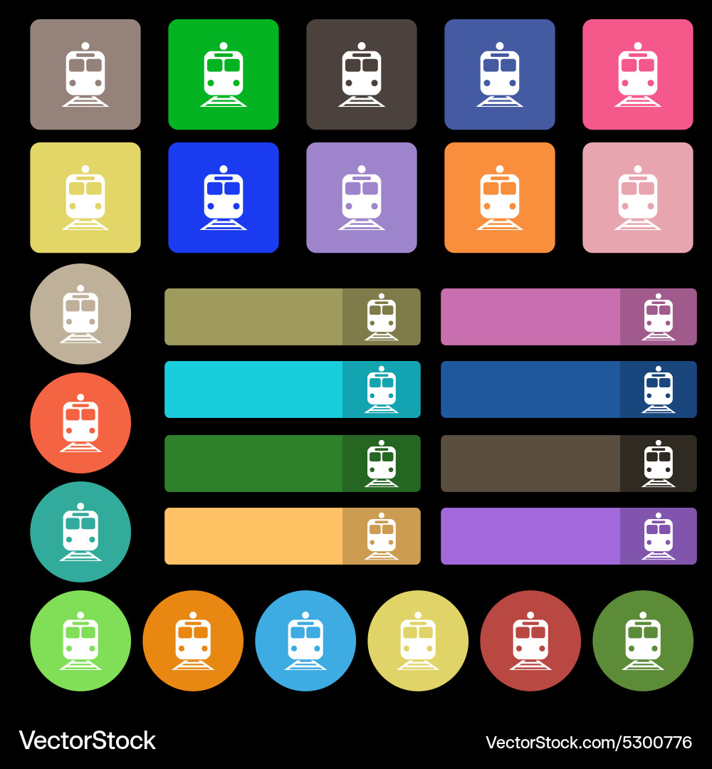 Train icon sign set from twenty seven multicolored vector image