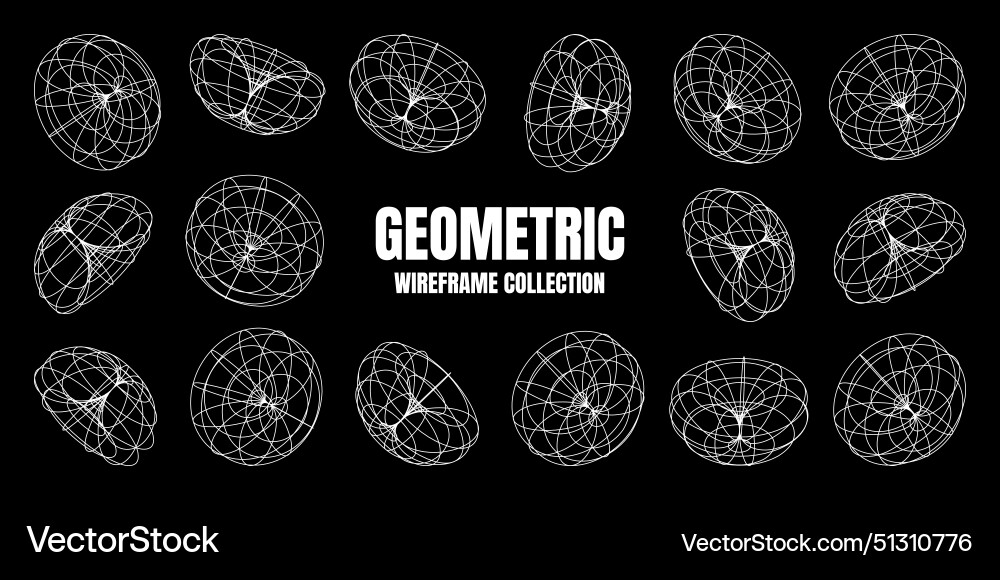 Wireframe lined shapes perspective mesh 3d grid Wireframe lined shapes perspective mesh 3d grid vector image