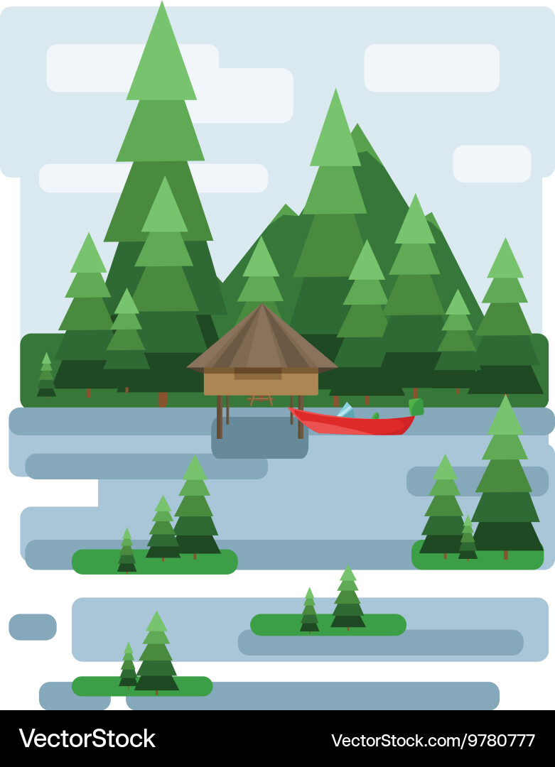 Abstract landscape design with green trees and clo Vector Image