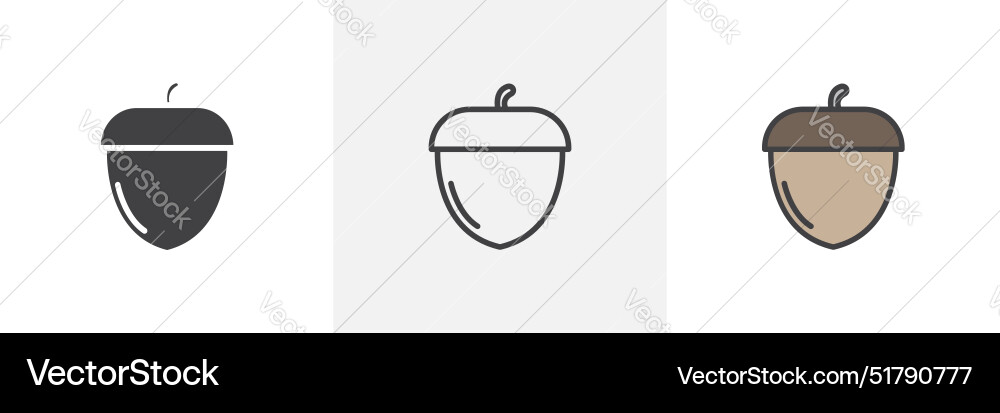 Acorn line icon set Vector Image