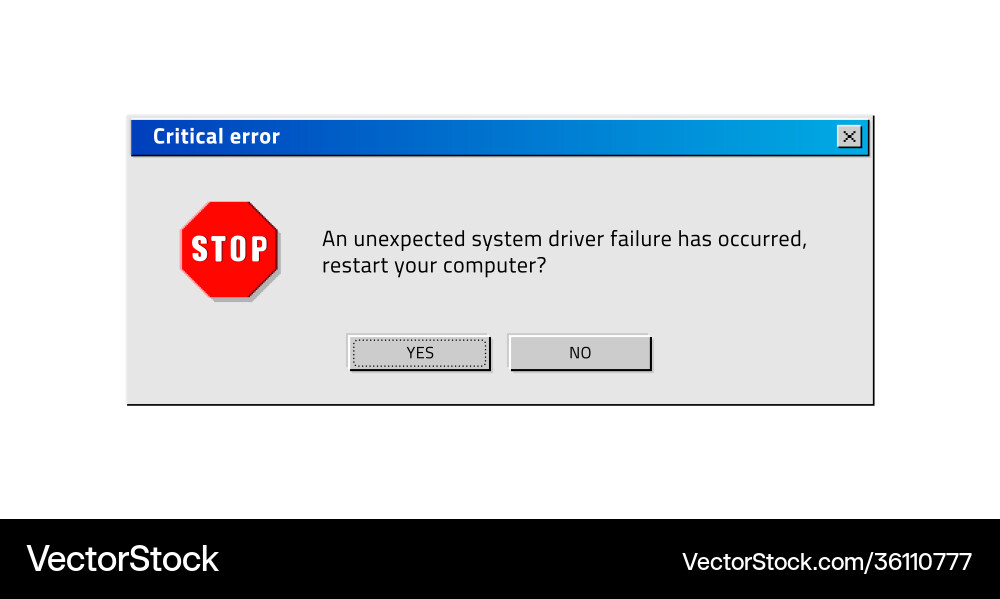 Alter Computerfenster Popup kritisches Fehlersystem Alter Computerfenster Popup kritisches Fehlersystem vektorbild
