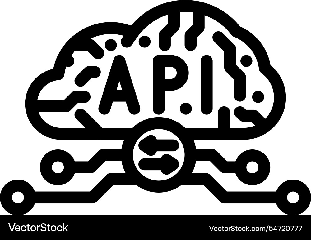 Api connection cloud computing line icon Vector Image