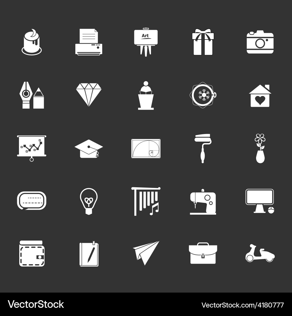 Art and creation icons on gray background Vector Image