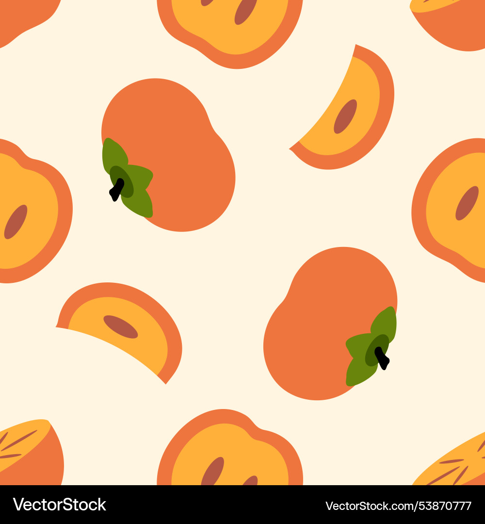 Autumn seamless pattern with persimmon slices Autumn seamless pattern with persimmon slices vector image