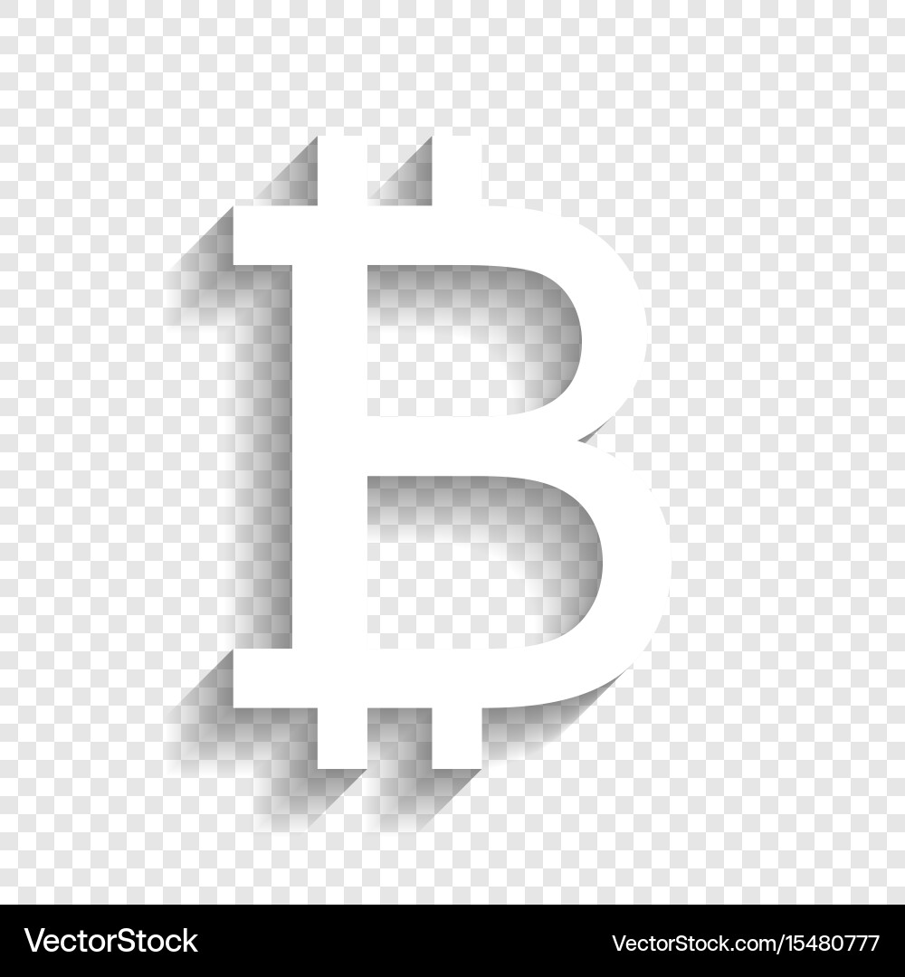 Bitcoin White Icon with Shadow – Royalty-Free Vector | VectorStock