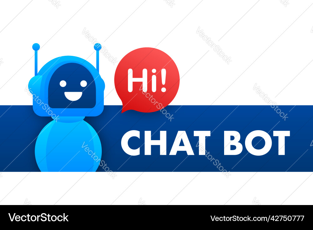 Chat bot using laptop computer robot virtual Vector Image