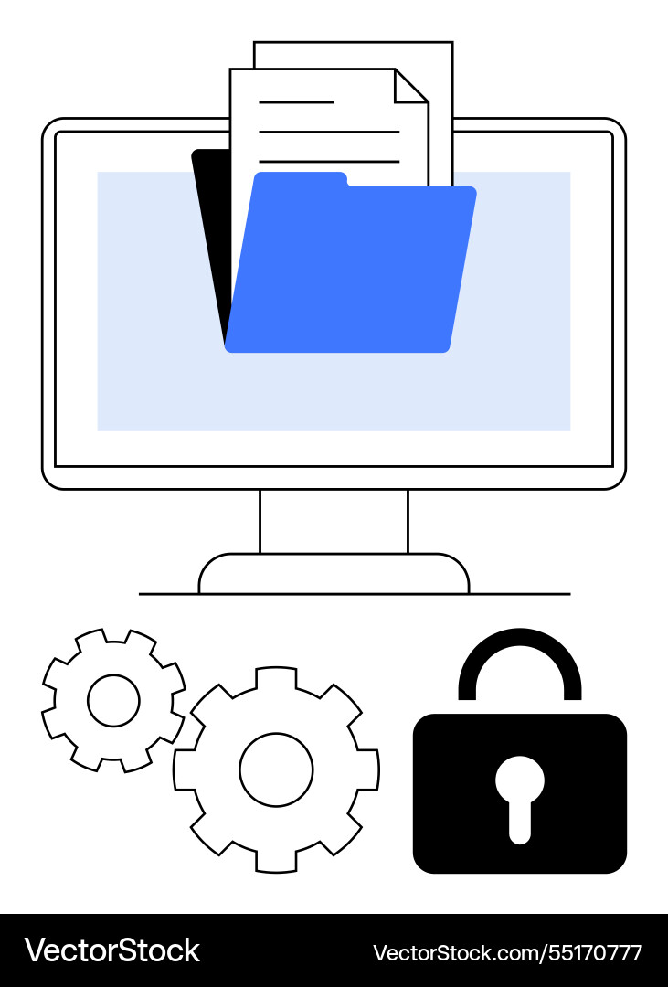 Digital file management with folder documents Digital file management with folder documents vector image