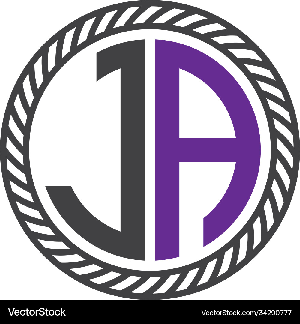 Initial letter ja circle shape monogram simple Vector Image