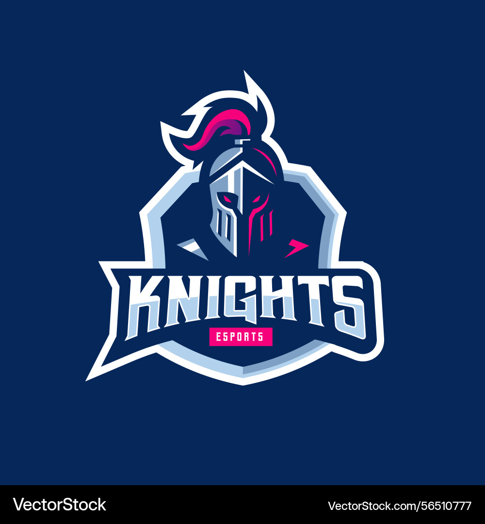 Knight warrior in shield logo design Knight warrior in shield logo design Vector Image