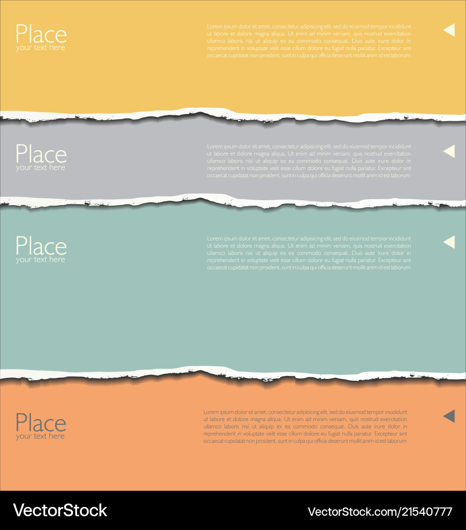 Layers of colorful torn paper placed one over Layers of colorful torn paper placed one over Vector Image