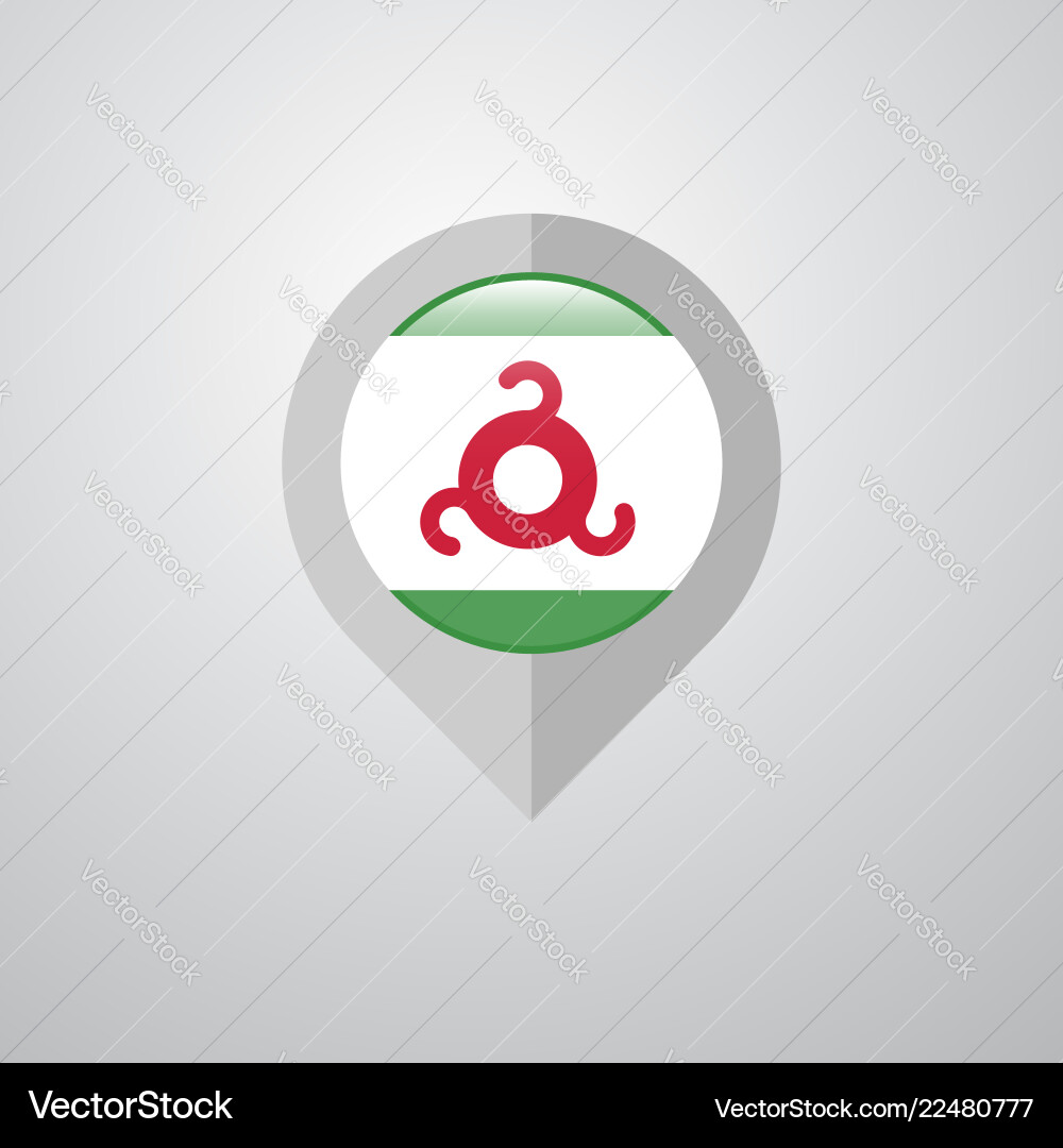 Map navigation pointer with ingushetia flag design Vector Image