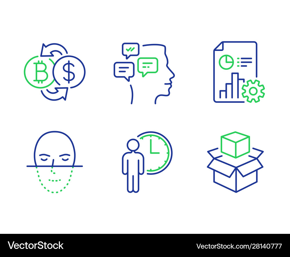 Messages bitcoin exchange and waiting icons set vector image
