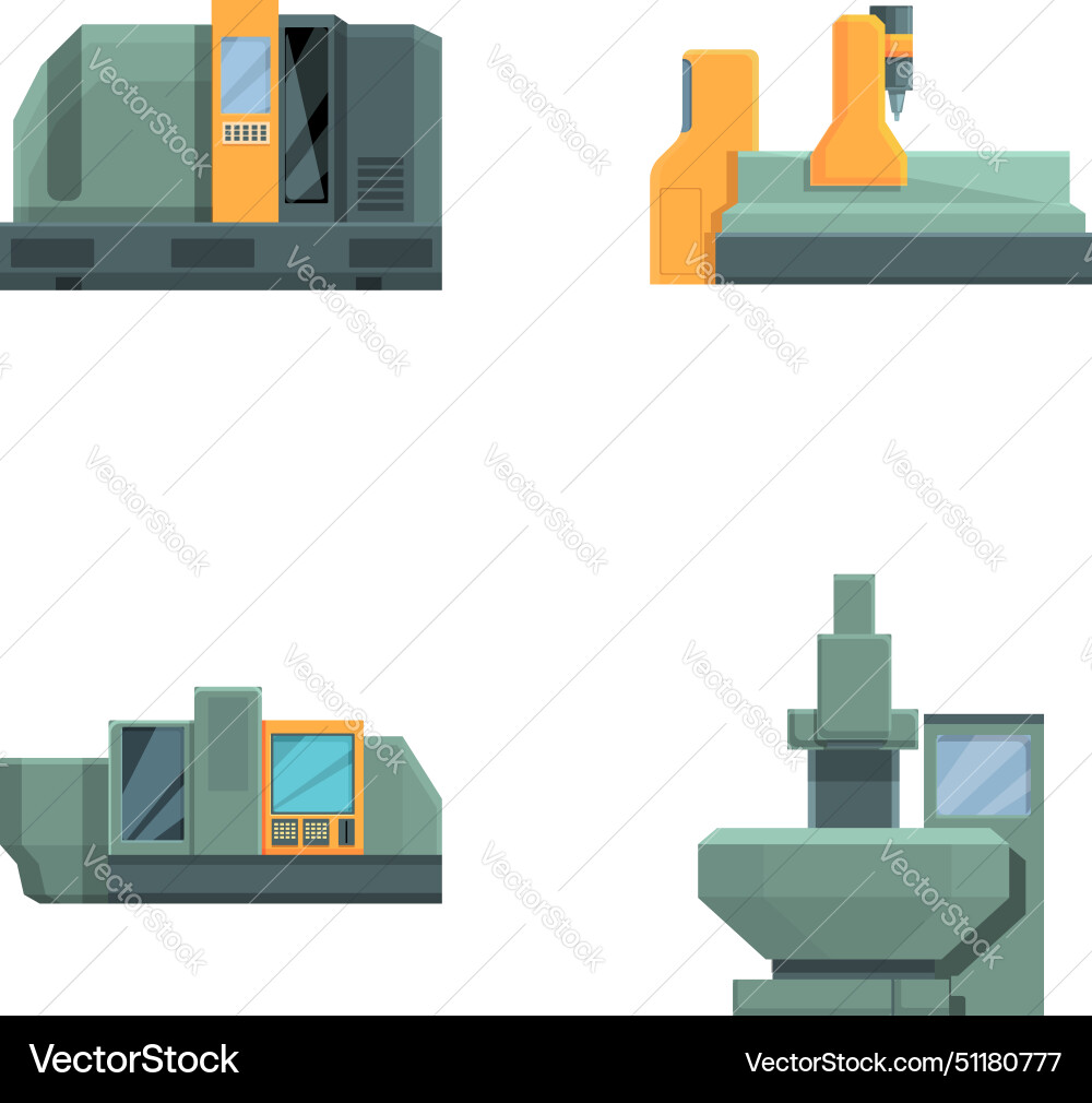 Mill controller icons set cartoon computer Mill controller icons set cartoon computer Vector Image