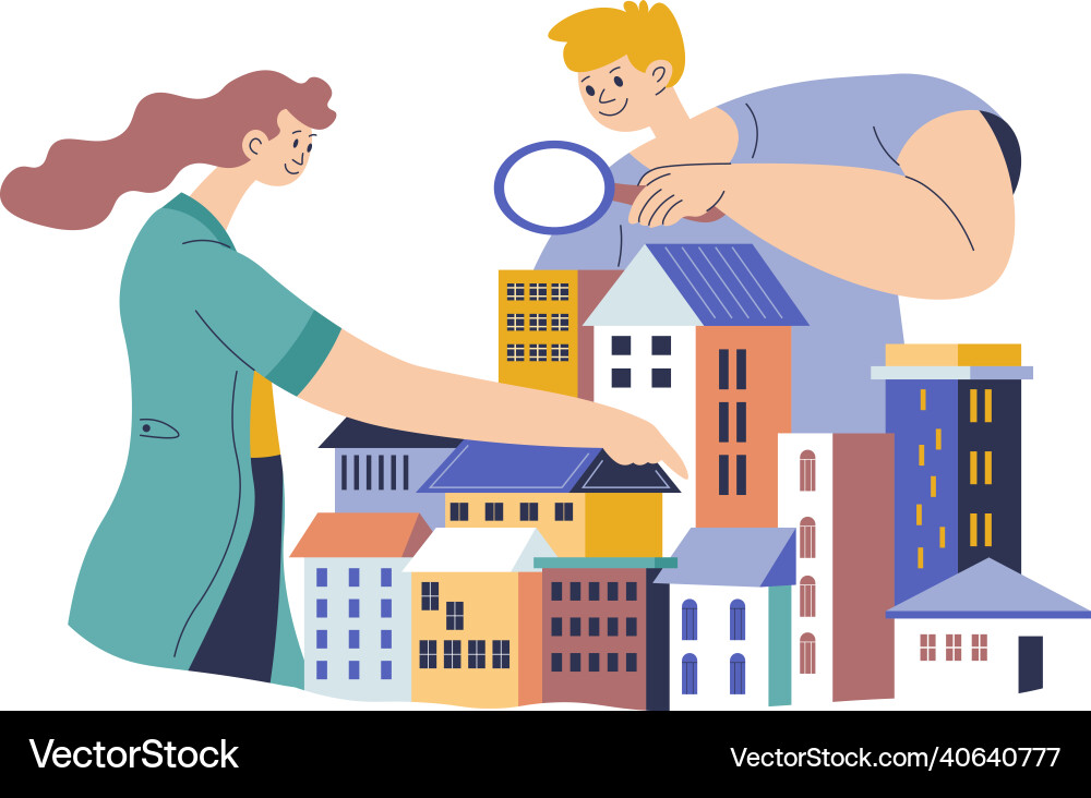 Paar suchen Wohnung kaufen Immobilien Paar suchen Wohnung kaufen Immobilien vektorbild