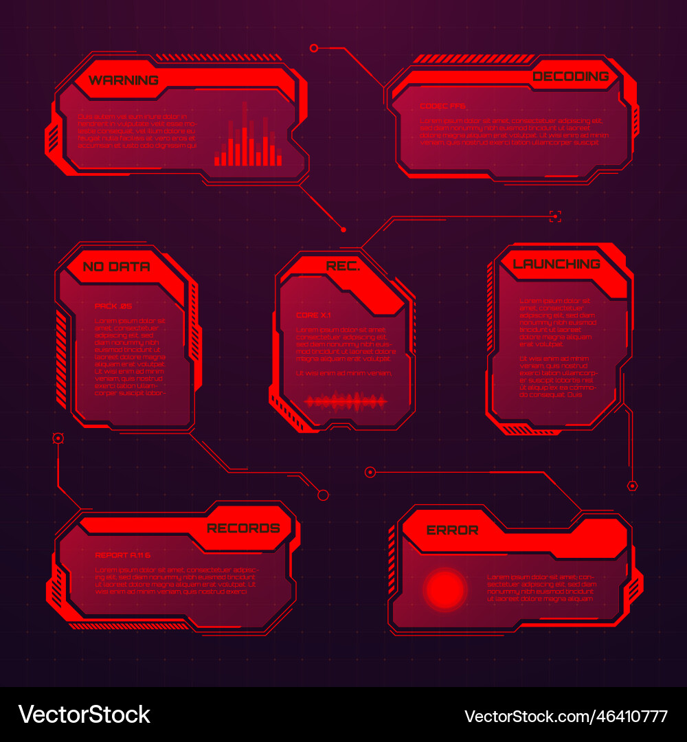 Red futuristic hud or ui elements sci-fi user Red futuristic hud or ui elements sci-fi user vector image