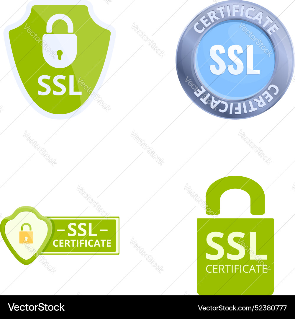 Secure connection icons set cartoon Vector Image