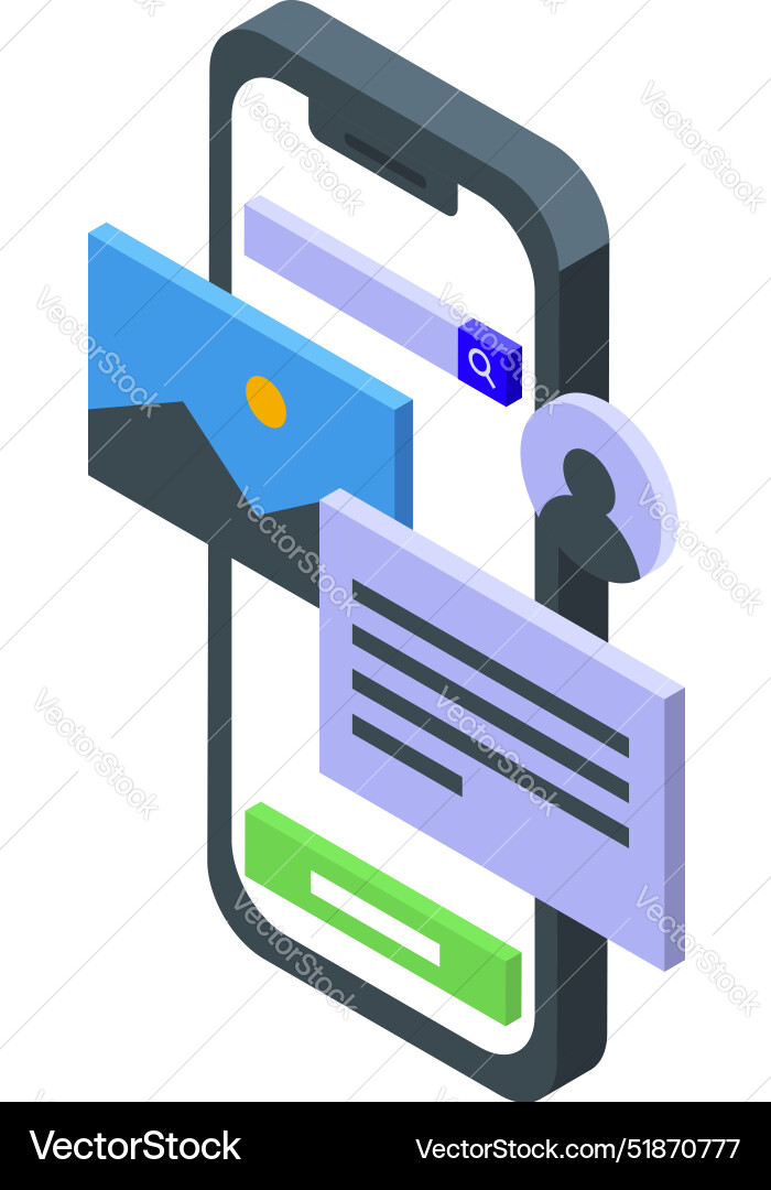 Smartphone showing user interface with search bar Smartphone showing user interface with search bar vector image