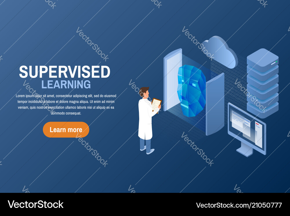 Supervised learning task concept artificial Supervised learning task concept artificial vector image