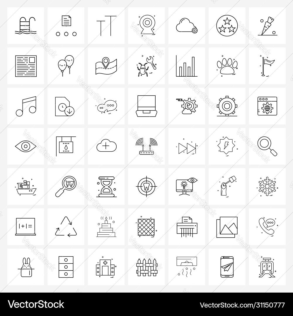 Ui set 49 basic line icons clock time caps Vector Image