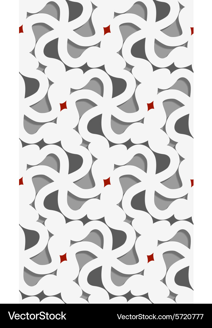 White 3d wavy with red and gray pattern vector image